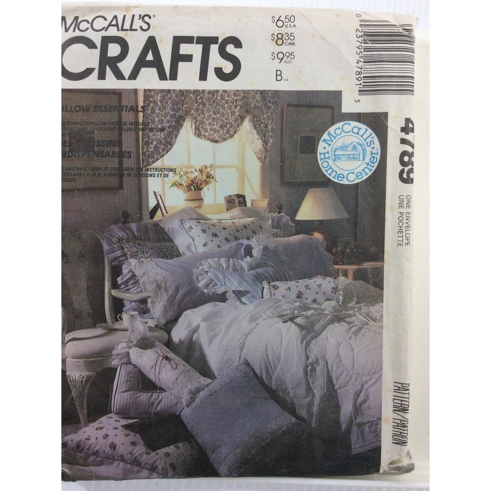 1990s McCalls 4789 VTG Sewing Pattern Crafts Pillow home Decor